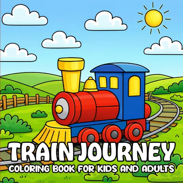 Train Journey Coloring Book for Kids and Adults